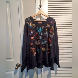 Johnny Was Ocean & Nature Inspired Embroidered Sweatshirt XL